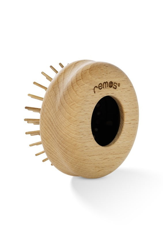 Haarbürste mini, faltbar mit Holzstiften aus Buchenholz, runde kompakte Entwirrbürste 2 Stück