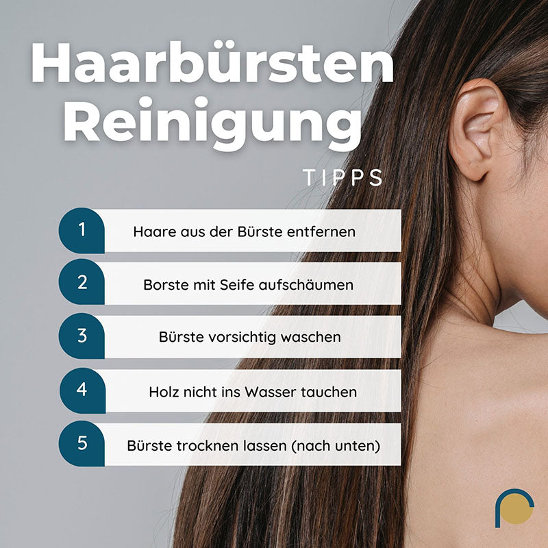 Haarbürste aus 100% Wildschweinborste in Tropfenform mit Bürstenreiniger