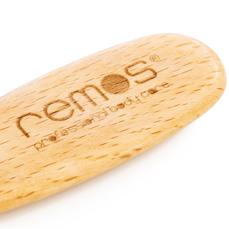 Hairbrush with wooden pins made of beechwood for thick hair