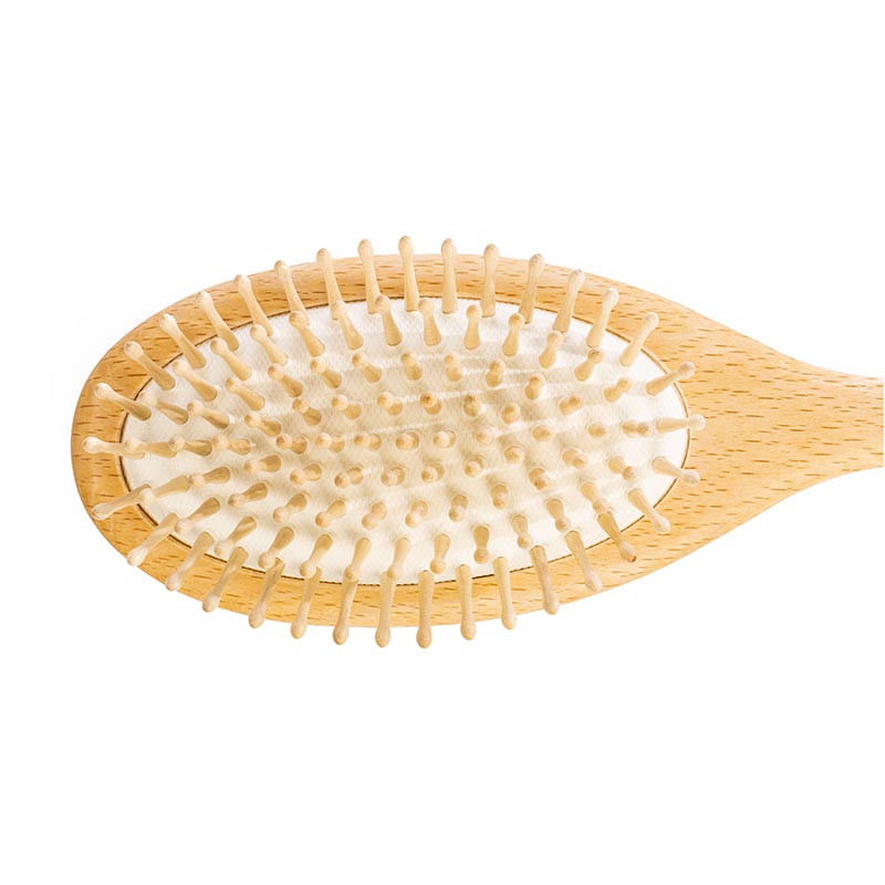 Hairbrush with wooden pins made of beechwood for thick hair