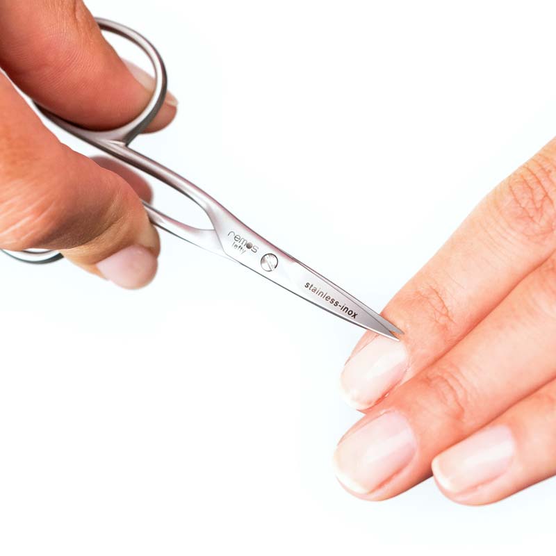 Nail & cuticle scissors for left-handers, stainless steel, 9.5 cm