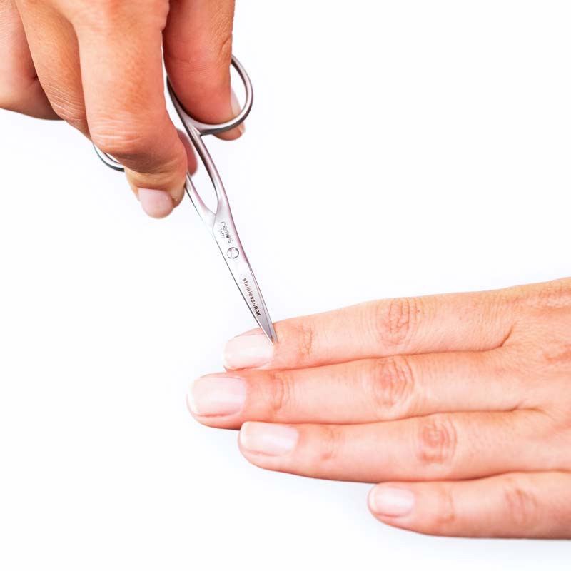 Nail & cuticle scissors for left-handers, stainless steel, 9.5 cm