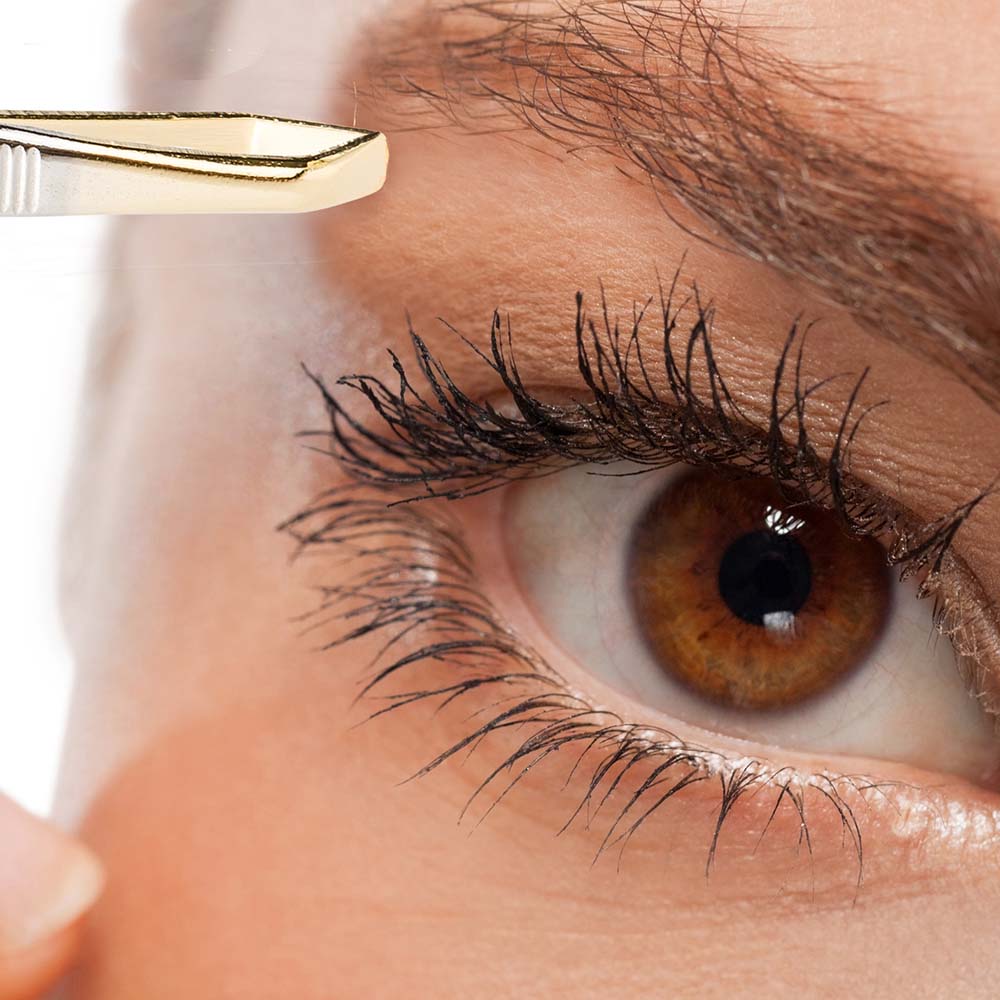 Tweezers Angled Straight Gold-Plated Tip