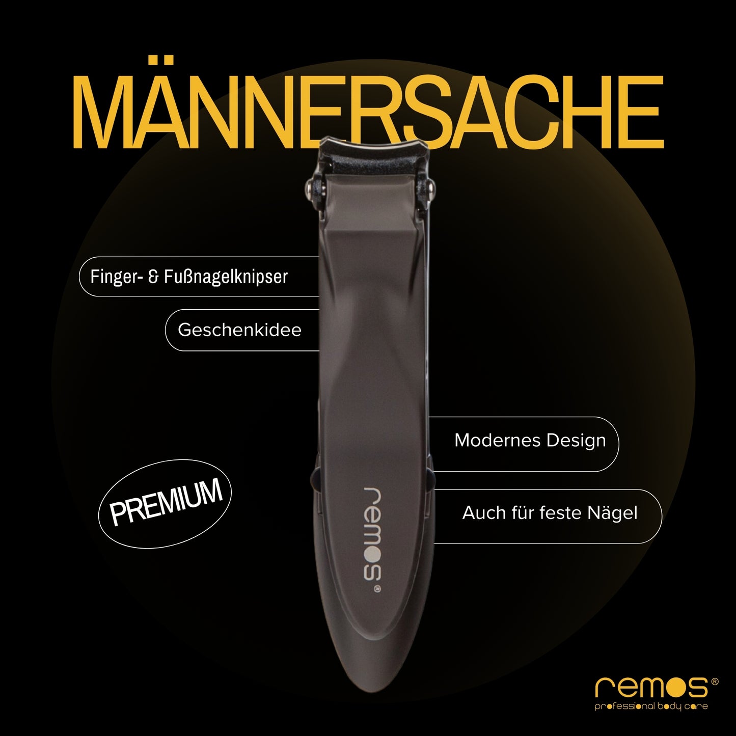 Nagelknipser aus rostfreiem Edelstahl mit Auffangbehälter in schwarz matt