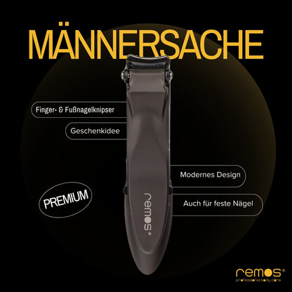 Nagelknipser aus rostfreiem Edelstahl mit Auffangbehälter in schwarz matt