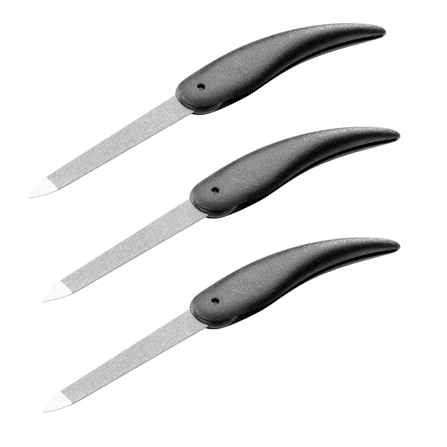 Taschenfeilen Set 3-teilig in schwarz geschlossen 7.5cm / offen 13.5cm