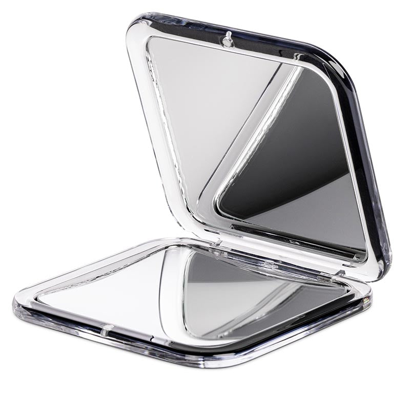 Taschenspiegel 7 o. 15-fach, silber, schwarz o. weiß