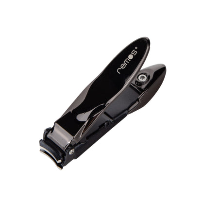 Nagelknipser aus rostfreiem Edelstahl mit Auffangbehälter in schwarz glanz