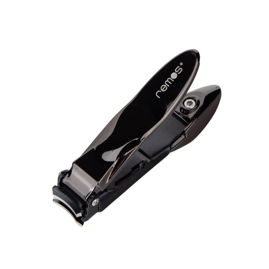 Nagelknipser aus rostfreiem Edelstahl mit Auffangbehälter in schwarz glanz