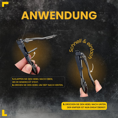 Nagelknipser aus rostfreiem Edelstahl mit Auffangbehälter in schwarz glanz