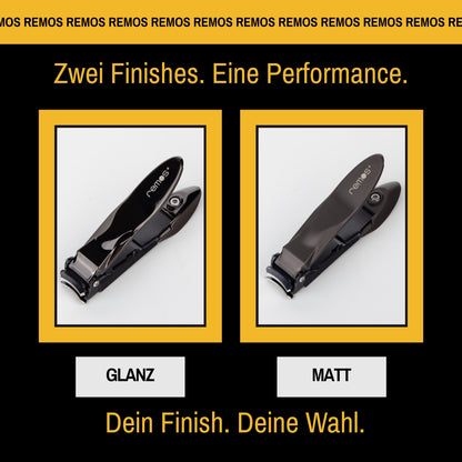 Nagelknipser aus rostfreiem Edelstahl mit Auffangbehälter in schwarz matt