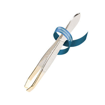 Pinzette gekröpfte, gerade, vergoldete Spitze 8 cm