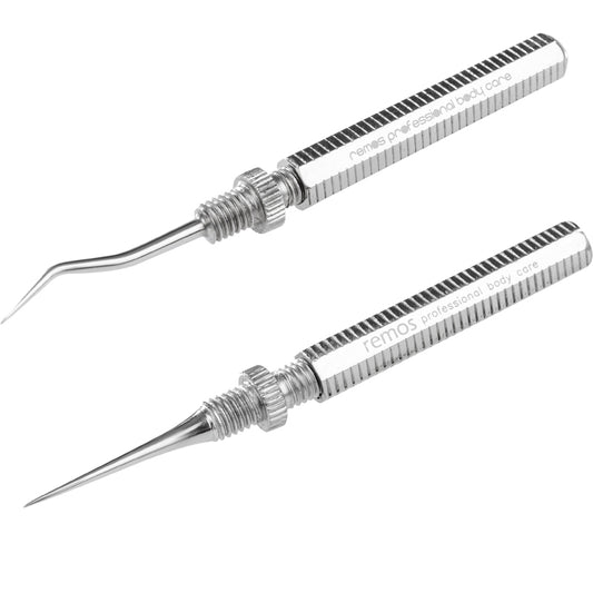 Toothpick with screw-off tip, stainless steel
