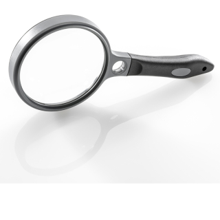 remos magnifying glass with rubberized handle 2-fold for reading texts, viewing images or examining objects