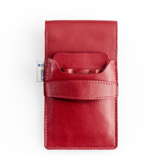 Empty Manicure Case Askan red leather. For equipping with nail scissors - files - tweezers etc.