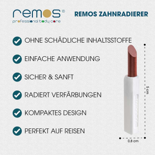remos Tooth discolouration eraser clinically tested for a beaming withe smile