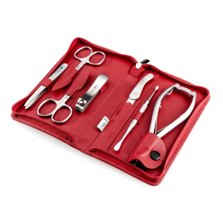 remos manicure set Boreas red genuine leather inside, as well as outside 17 x 10 cm