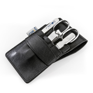 remos manicure set Kore black made of genuine leather inside, as well as outside - ideal size for travel ~ 11.5 x 7 cm