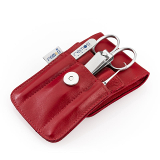 remos manicure set Svea red with extra zipper compartment for storing jewellery, adhesive plaster, cash,