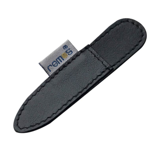 Empty Manicure Case for Tweezers and Scissors - black leather - 8cm