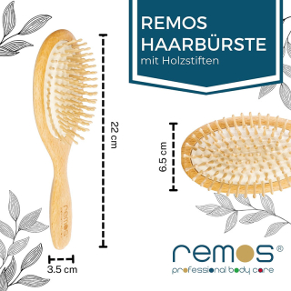 REMOS® Haarbürste breit mit Holzstiften aus Buchenholz für fülliges Haar