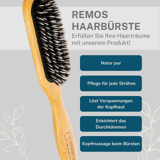 REMOS® Haarbürste aus Wildschweinborste und Frisierpin