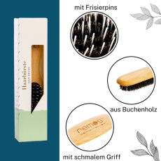 Cushion brush with pure black wild boar bristles and...