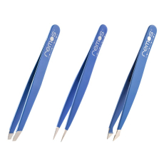 professional tweezers set stainless steel dark blue