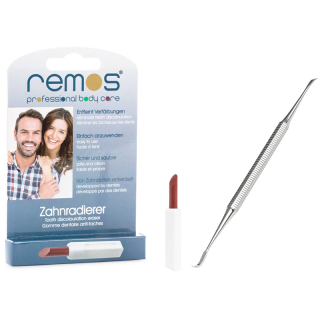 remos dental eraser ideal for stubborn recurring stains from tea, coffee and nicotine. Tartar remover for regular removal of tartar.