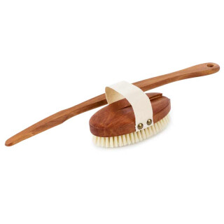 REMOS® Bath Brush natural bristle with removable pear wood handle 45 cm