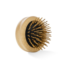 Haarb&uuml;rste mini, faltbar mit Holzstiften aus Buchenholz, runde kompakte Entwirrb&uuml;rste