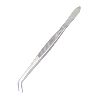 remos tweezers - corrugated gripping area - curved - length 16 cm