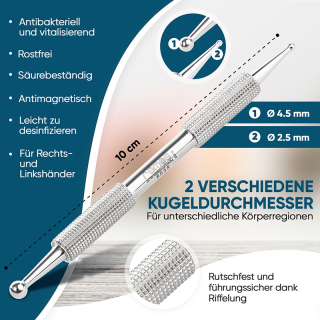 remos Akupressurstift Edelstahl für die Akupressur und Massage große Kugel 4.5 mm Durchmesser