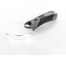 remos reading magnifier is 3x magnified and additionally, over the handle, small lens with 10x magnification
