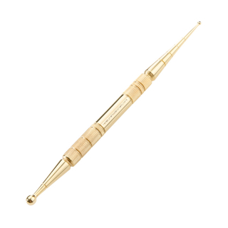 remos acupressure pen made of stainless steel with gilded surface 13 cm small ball diameter 2 mm
