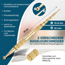 acupressure pen - brass - 13 cm - ball Ø 2/4.5 mm