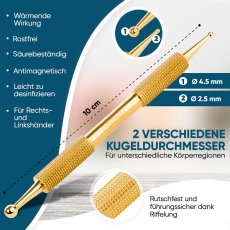 remos Akupressurstift aus Edelstahl mit vergoldeter Oberfl&auml;che 10 cm kleine Kugel Durchmesser 2.5 mm