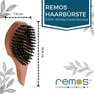 REMOS® Haarbürste aus 100% Wildschweinborste in Tropfenform