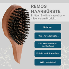 remos hairbrush with beneficial wild boar bristles, for all hair types